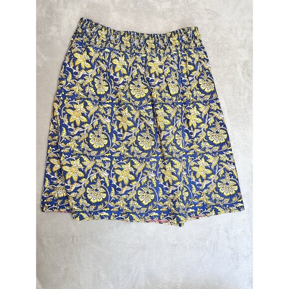 Sundance Skirt Women's Blue Pink Floral Reversible Mini Smocked Boho Medium - Picture 1 of 9
